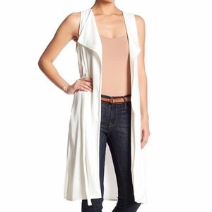 Sleeveless Open Front Waist Belt Vest